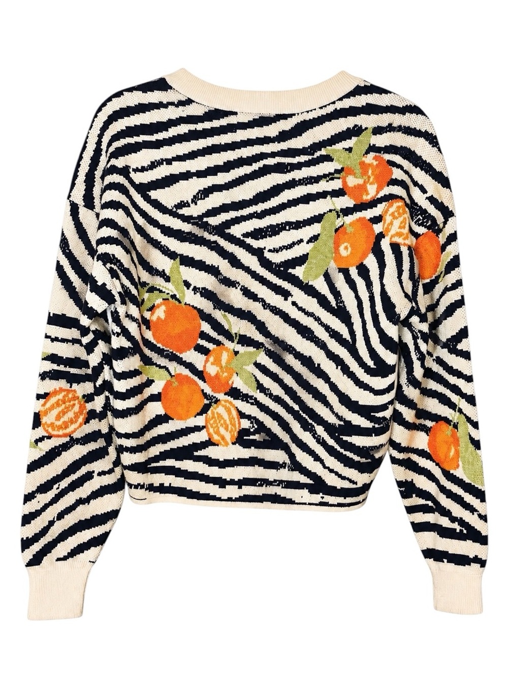Anthropologie Maeve Dylan Mierzwiński Zebra Orange Intarsia Sweater S Oversized - Picture 4 of 6